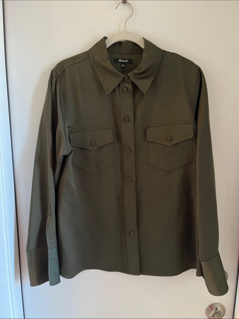 Madewell Olive Green Utility Button-Front Blouse